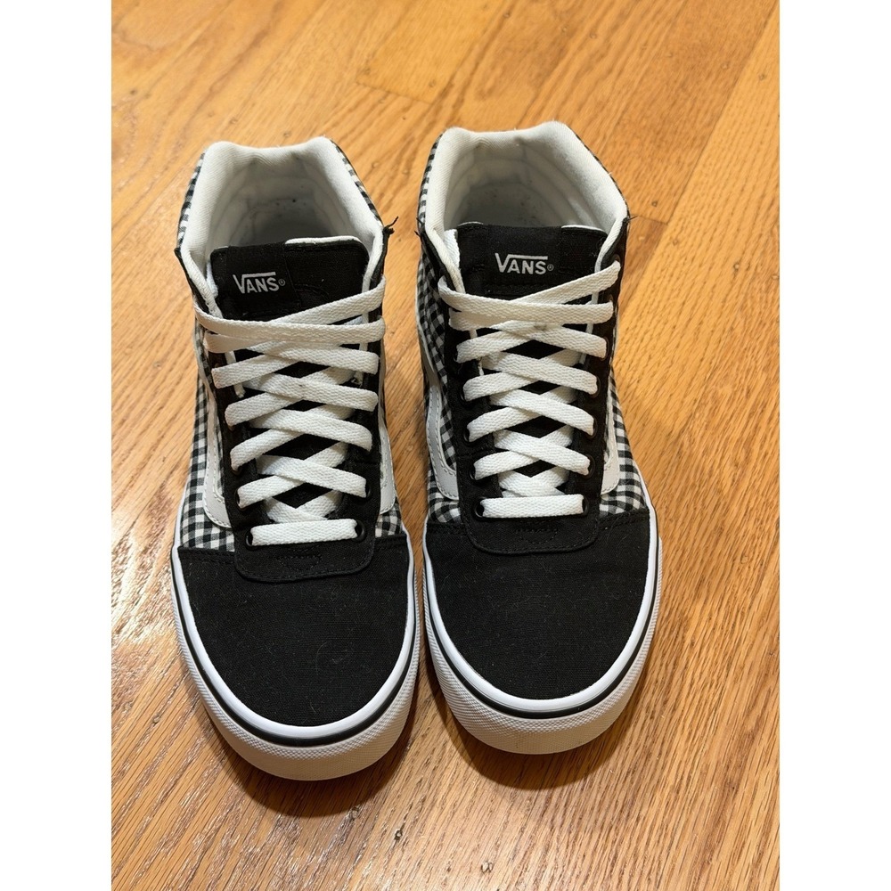 Vans Ward Hi Top Sneakers Black White Gingham Checkered Canvas Women's Size 8 - Picture 3 of 6